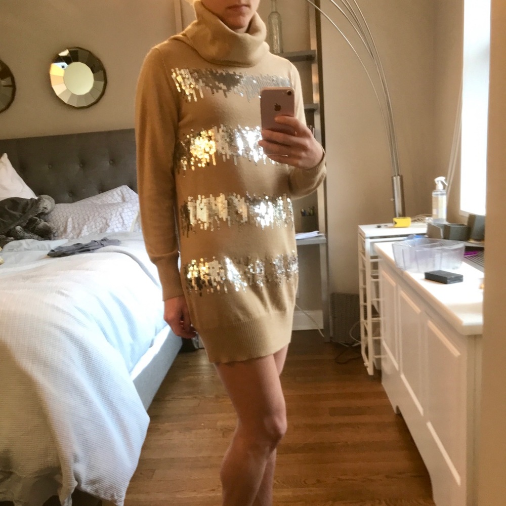 Tan & Sequins Sweater Dress 💫💫